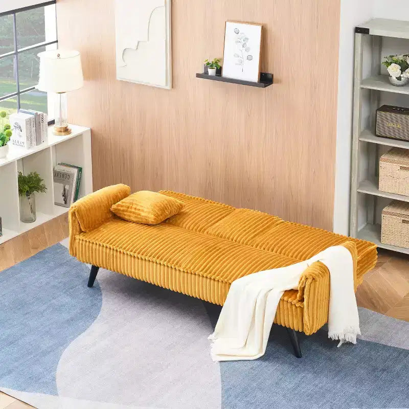 2026 Sofá cama de dos plazas convertible – Pana, respaldo ajustable y portavasos, 182,9 cm