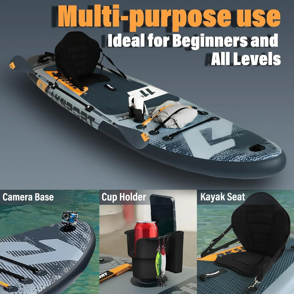 2026 AKSPORT Tabla hinchable de surf de remo, tabla de surf hinchable con todos los accesorios, diseño ancho y estable, tabla antideslizante, tabla de remo para jóvenes y adultos