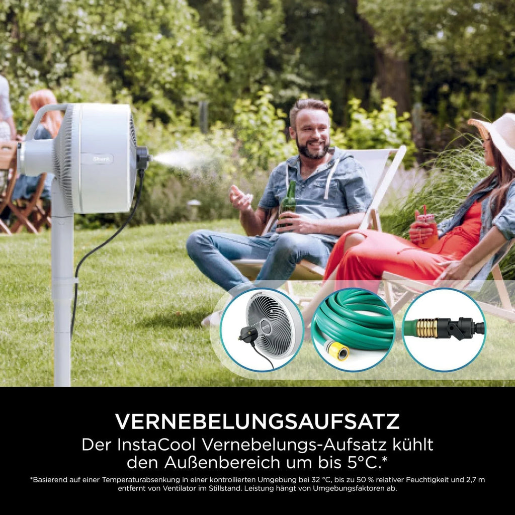 Ventilador Shark FlexBreeze 2026, ventilador híbrido silencioso (con cable e inalámbrico), portátil, para uso en interiores y exteriores, resistente a los rayos UV y al agua, ultra potente, ultra silencioso, blanco FA220EU