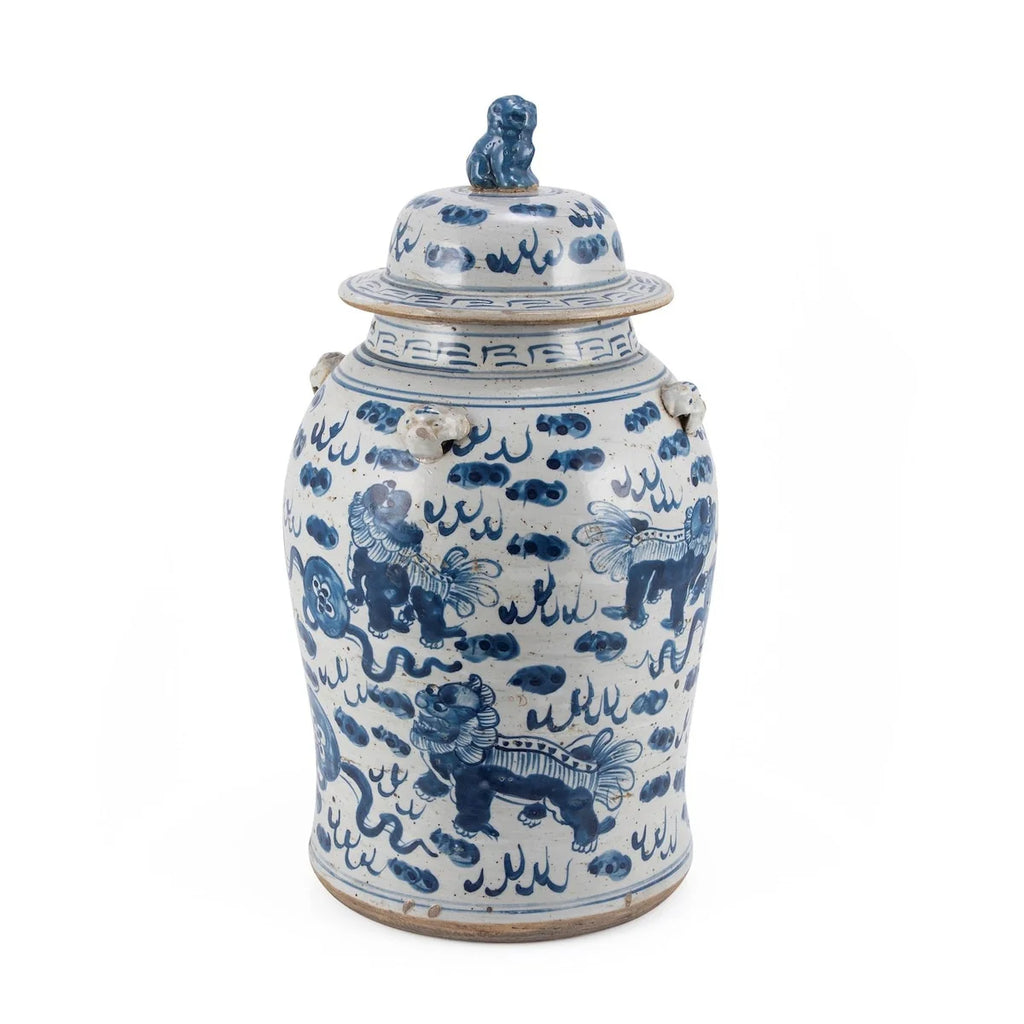 2026 Small Vintage Temple Jar with Lion Motif, Decorative Accent Container for Home Decor and Interior Display
