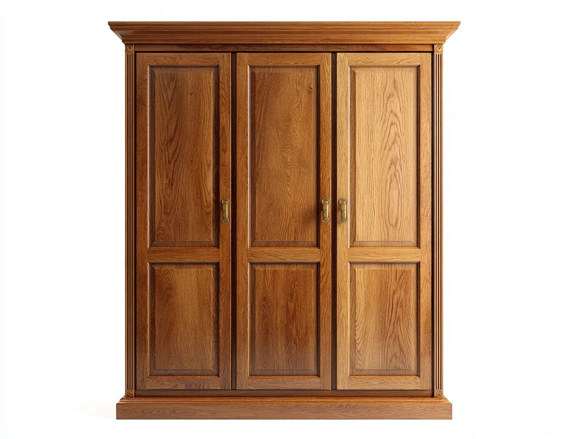 2026 Armarios de tres puertas de madera 150x60x200 cm marrón – diseño clásico – para dormitorio
