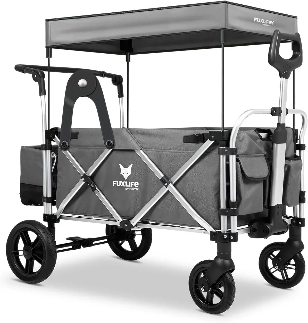 Carrito plegable original FUXTEC FX-CTL900 Premium Gris para niños, ideal para el jardín, la playa o la ciudad, se puede empujar o tirar, soporta hasta 75 kg. 2026