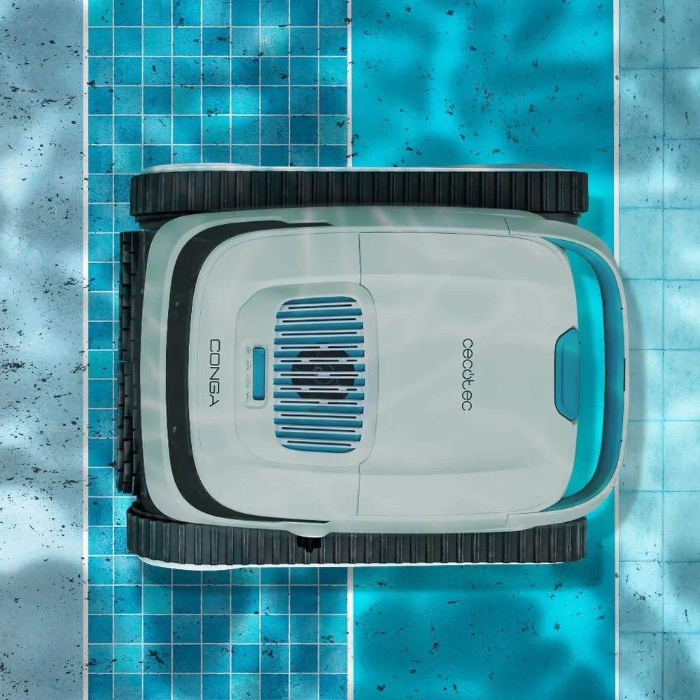 2026 Cecotec Robot Limpiapiscinas para Fondos, Paredes y Línea de Flotación Conga Pooldroid 5000 TotalClean Pearl. Superficies 100m2, Pendiente Máx 90º, Limpieza Ordenada, Autonomía 100min, Capacidad 4L
