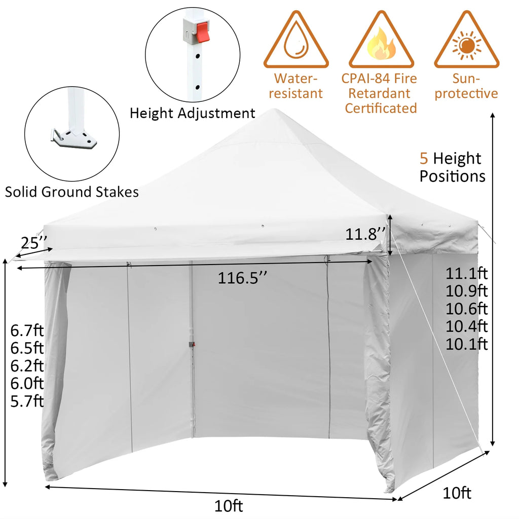 2026 Patiojoy 10x10ft Pop up Tent, 4 Height Adjustment Folding Camping Tent with Awning Blue