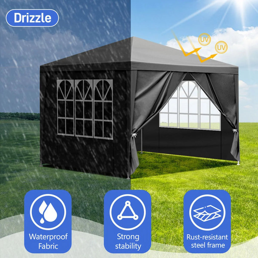 2026 Sythers 10'x10' Pop Up Canopy Tent with 4 Removable Sidewalls, Portable Gazebo, UV Resistant Waterproof, Enclosed Canopy Tent for Outdoor Events, Patio, Backyard, Party, BBQ, Camping, Black