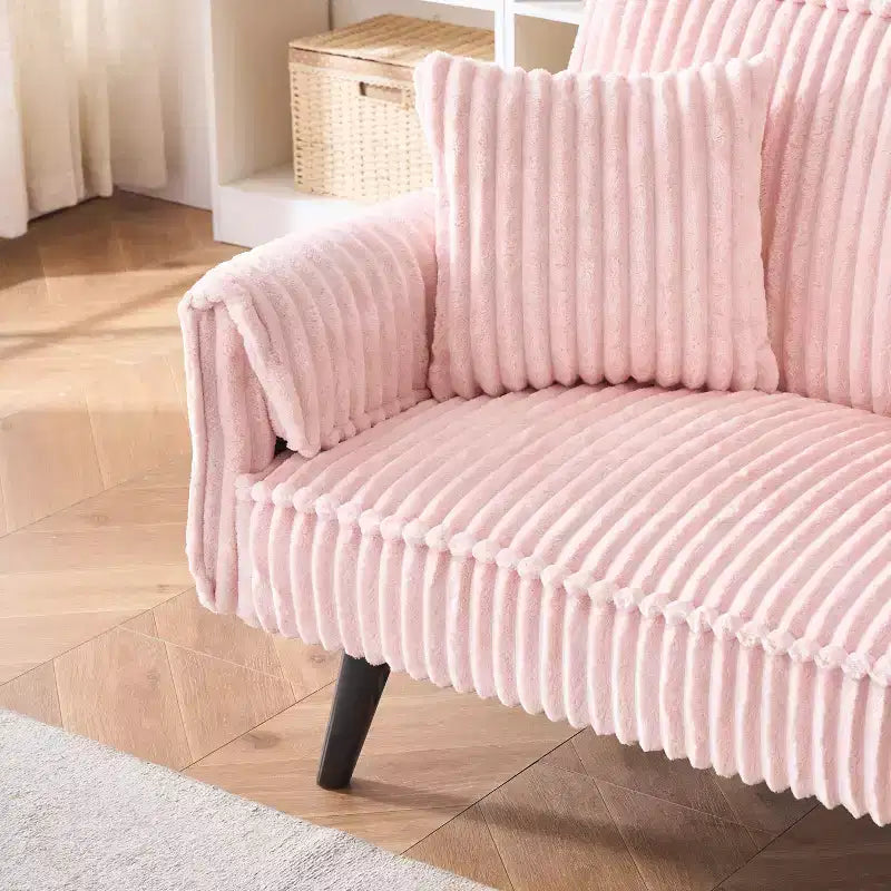 2026 Sofá cama de dos plazas convertible – Pana, respaldo ajustable y portavasos, 182,9 cm