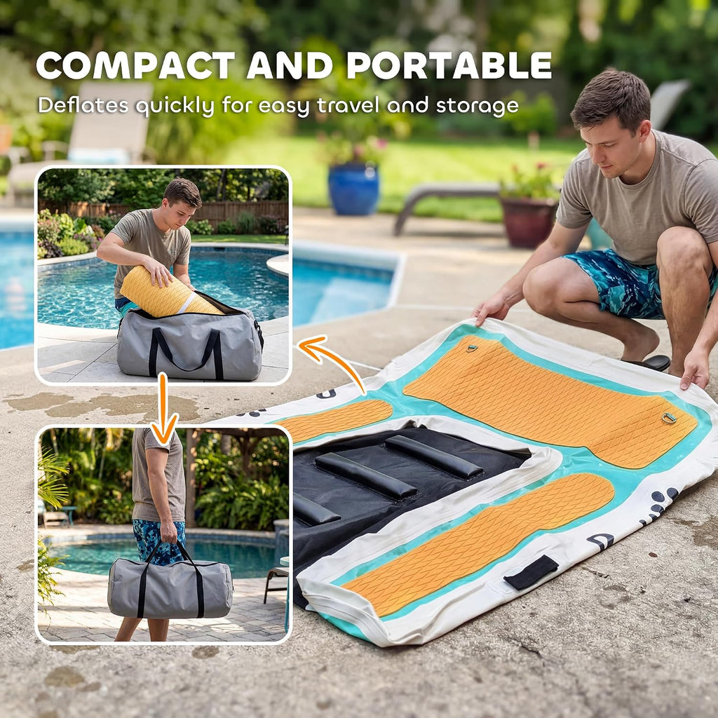 Rampa inflable para perros PawHut 2026, rampa para perros para piscinas, 151 x 102 cm, bote portátil para perros con superficie antideslizante de EVA, escalera flotante para perros grandes de hasta 100 kg, escalera de natación para piscinas, botes y