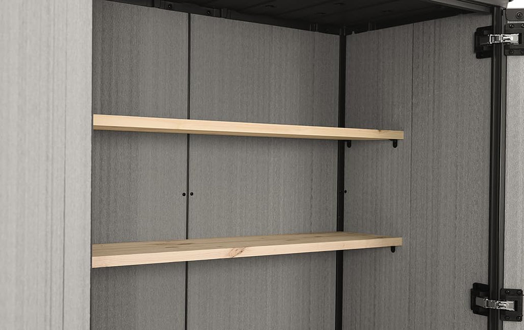 2026 Keter High Store Plus – Cobertizo de jardín Exterior, 1400L, Color Gris, tecnología Duotech Paredes aptas para Pintar, 170.4 x 140 x 73.6 cm