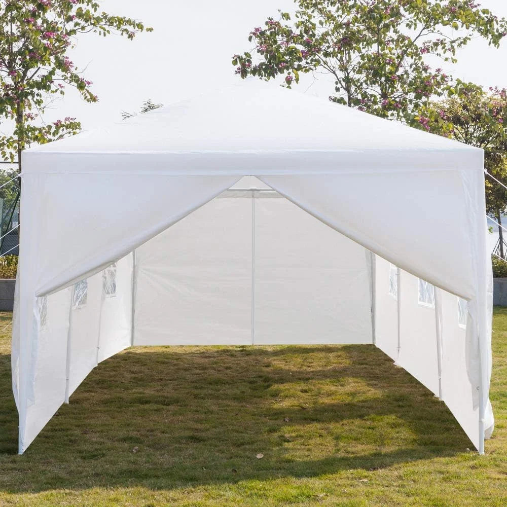 2026 10'x30' Outdoor Patio Wedding Party Tent Heavy Duty Canopy Tent Gazebo, Waterproof UV Protection Tent with Spiral Tubes White(8 Removable Sidewalls 2 Doors)