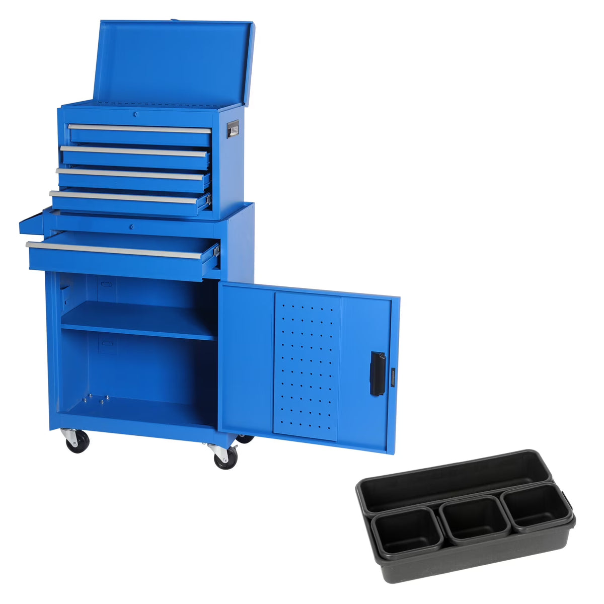 2026 5-Drawer Rolling Tool Chest, 2 in 1 Detachable Tool Box with Lockable Wheels, Adjustable Shelf, and Liner for Garage and Workshop Storage (Yellow)