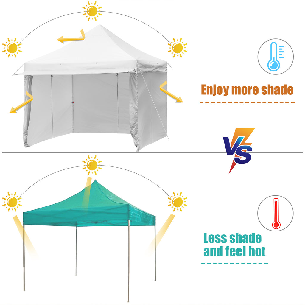 2026 Patiojoy 10x10ft Pop up Tent, 4 Height Adjustment Folding Camping Tent with Awning Blue
