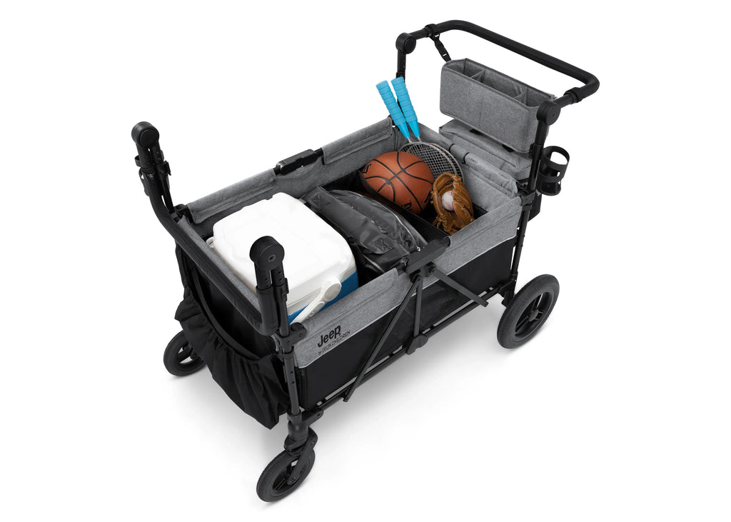 Carrito-Paseador Jeep Wrangler Deluxe para 4 Niños – Capota Desmontable, Bolsa Térmica, Asientos Modulares, Almacenamiento XXL, Ruedas Antipinchazos, Manillares Ajustables 2026