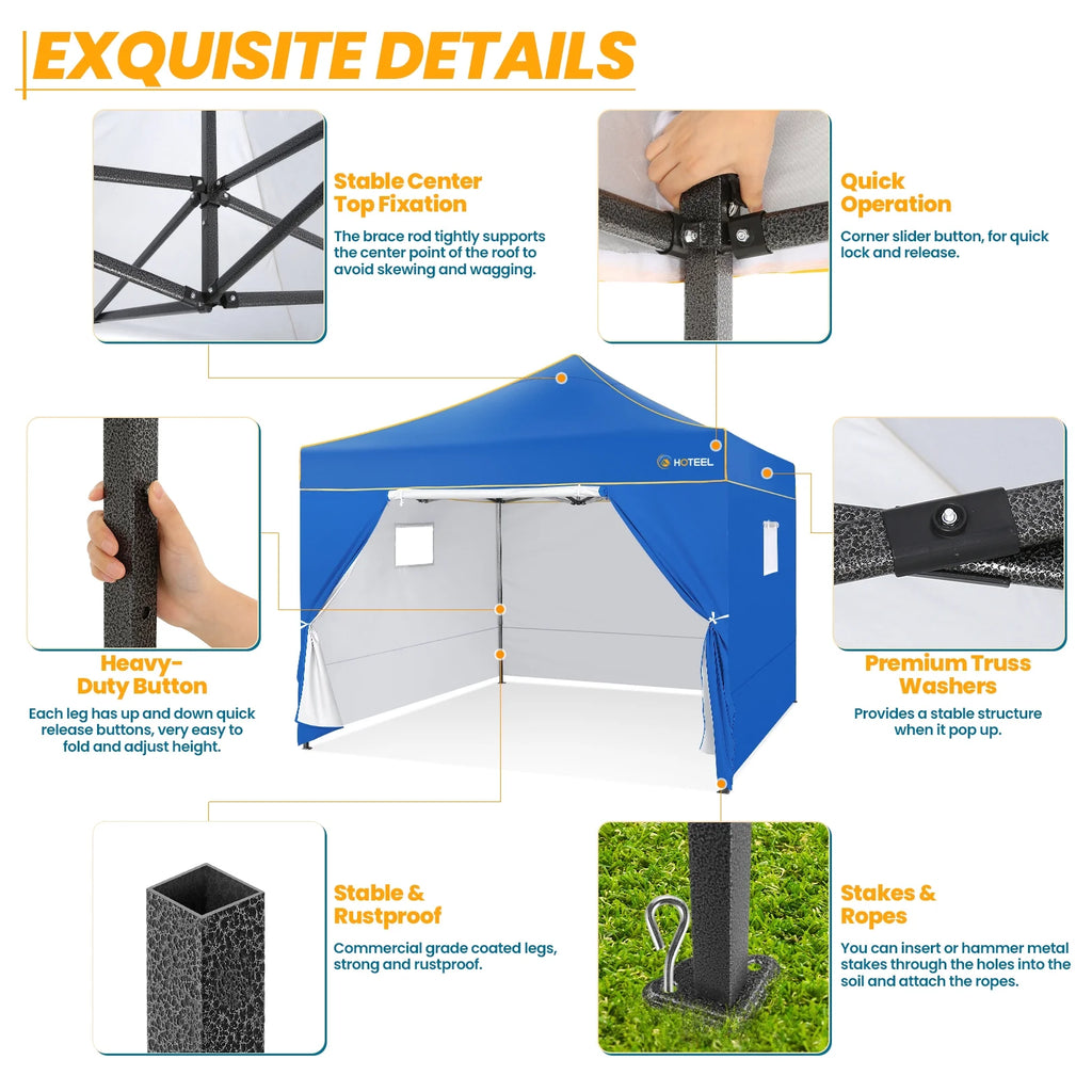 2026 SANOPY 10'x10' Pop up Canopy Tent Anti-UV Waterproof Outdoor Gazebo Instant Party Wedding Backyard Canopy Tent Shade Shelter for Backyard, Patio, Parties,Khaki