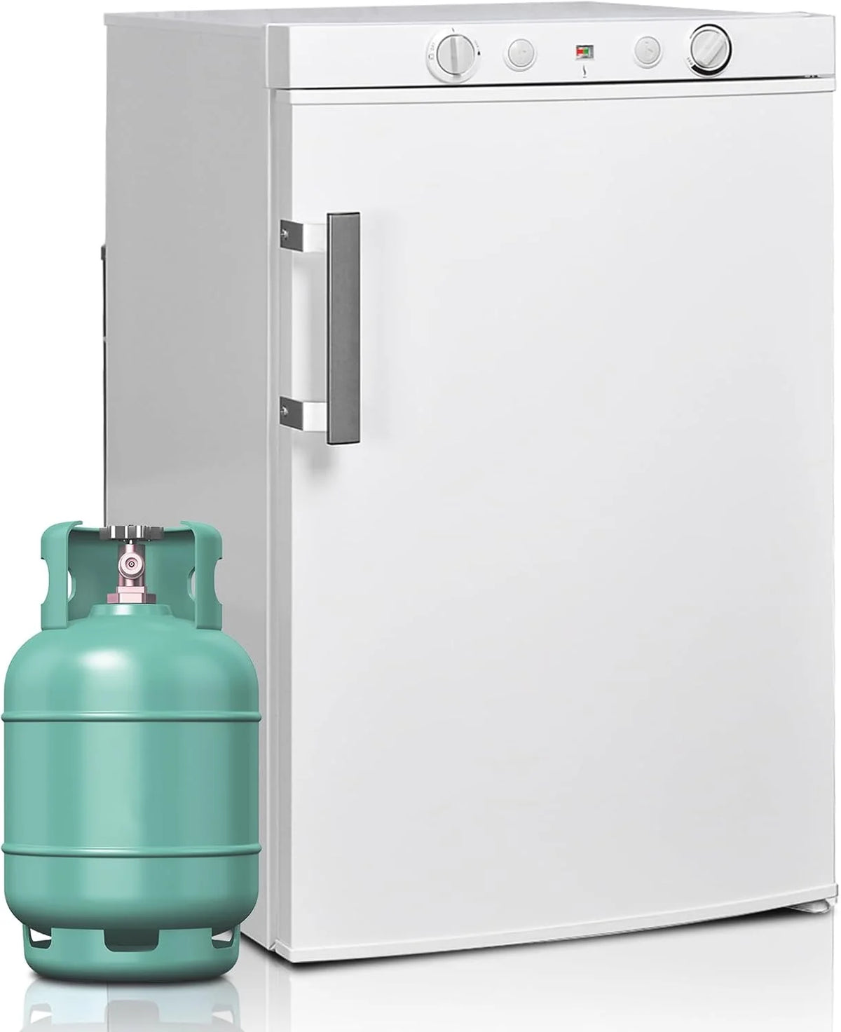Refrigerador/congelador SMETA 2026 a gas, 12V/230V, refrigerador con compartimento congelador de 100L, refrigerador combinado silencioso para camping, hogar, caravana, garaje, puerta, autocaravana, blanco