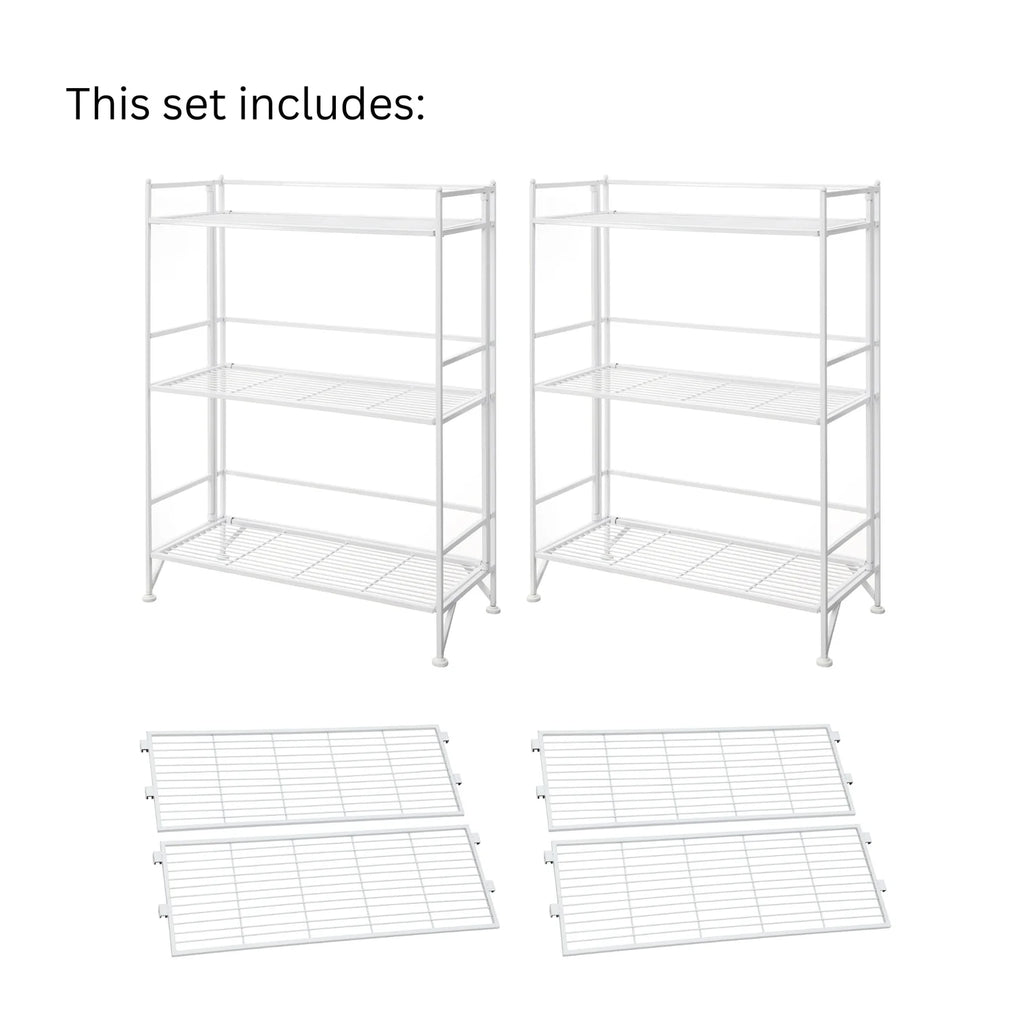 2026 Xtra Storage Wide Folding Shelves w/Three Deluxe Extensions in White Metal