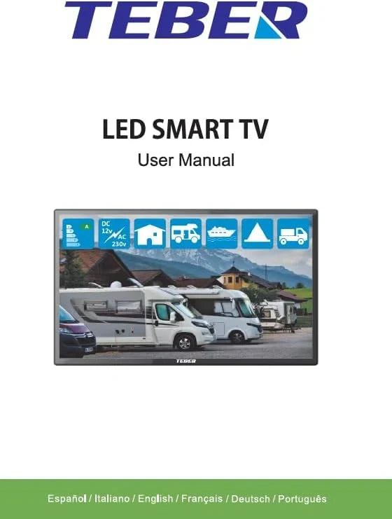 2026 Televisor Smart TV de 22 Pulgadas. con Adaptador de 12v y 230v. Android. Full HD. DVB – S2/C/T2/T. para autocaravanas, Campers, viviendas, caravanas, Barcos. (22 Pulgadas)