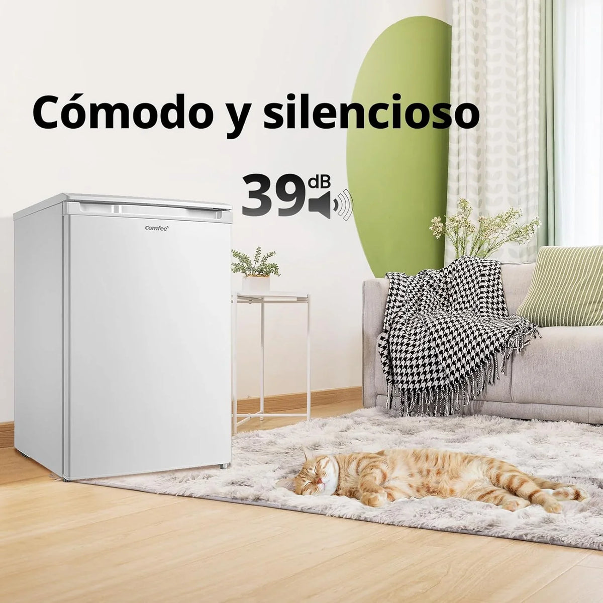 2026 COMFEE' RCU83WH3EU(E) Congelador vertical independiente 88 Litros, 3 cajones, Congelador de gran capacidad, Termostato ajustable, Puerta reversible, Blanco