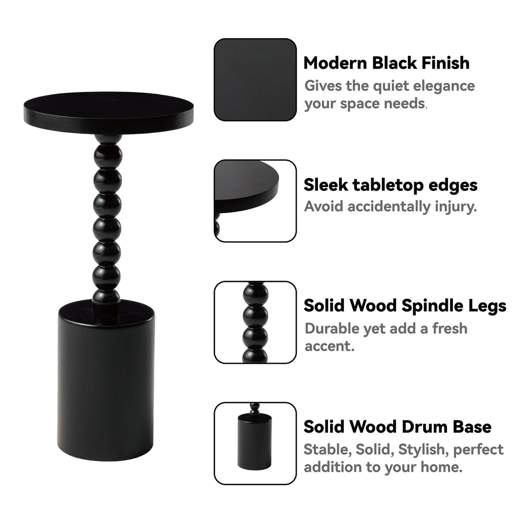 2026 Wood Pedestal End Table, Round Martini Drink Table for Small Spaces, Living Room and Bedroom