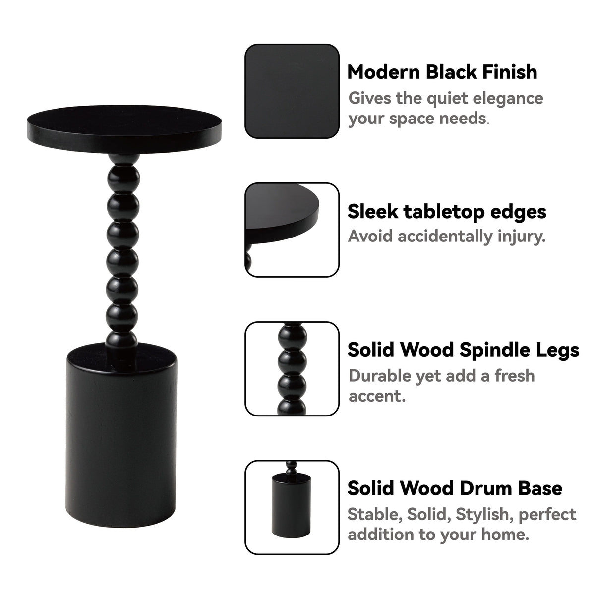 2026 Wood Pedestal End Table, Round Martini Drink Table for Small Spaces, Living Room and Bedroom