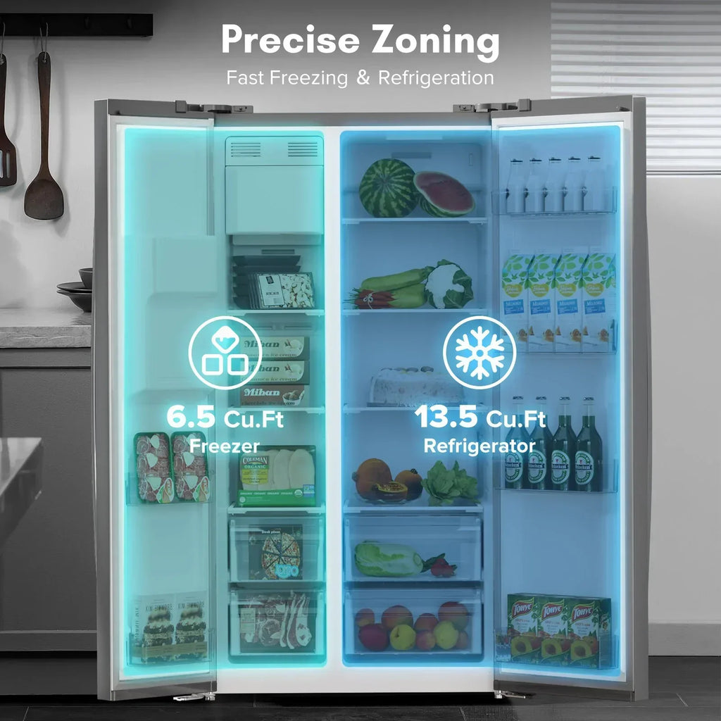 2026 36" Side By Side 20.01 Cu. ft. Built-in Refrigerator with Freezer & Ice Maker Included