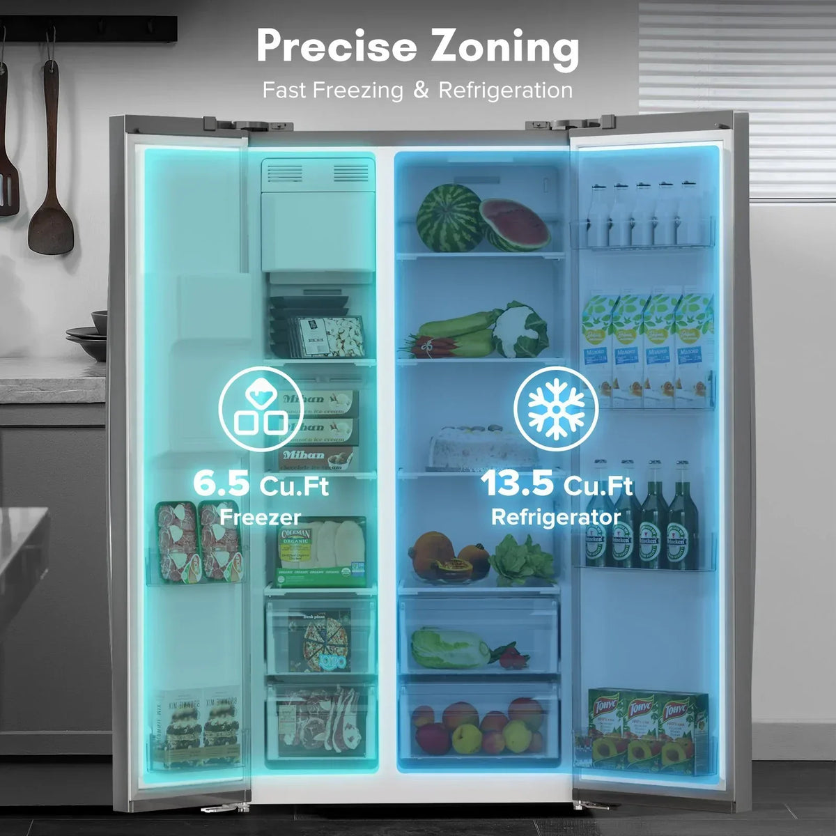 2026 36" Side By Side 20.01 Cu. ft. Built-in Refrigerator with Freezer & Ice Maker Included