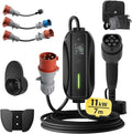Estación de carga/wallbox móvil 2026 dé de 11kW [trifásica|7m|6 – 16A] con kit de adaptadores Traveller, cable de carga CEE 16A a tipo 2 y cargador para vehículos eléctricos Model Y/3, ID.3/4/5, MG4, EX30, e – up, e – tron, Zoe y otros vehículos