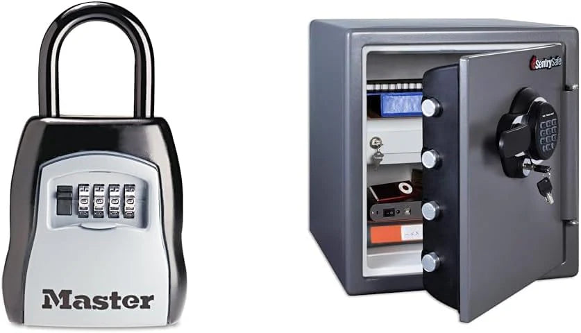 2026 Key Lock Box, Outdoor Lock Box Bundle with Sentrysafe Fireproof and Waterproof Safe, 1.23 Cubic Feet