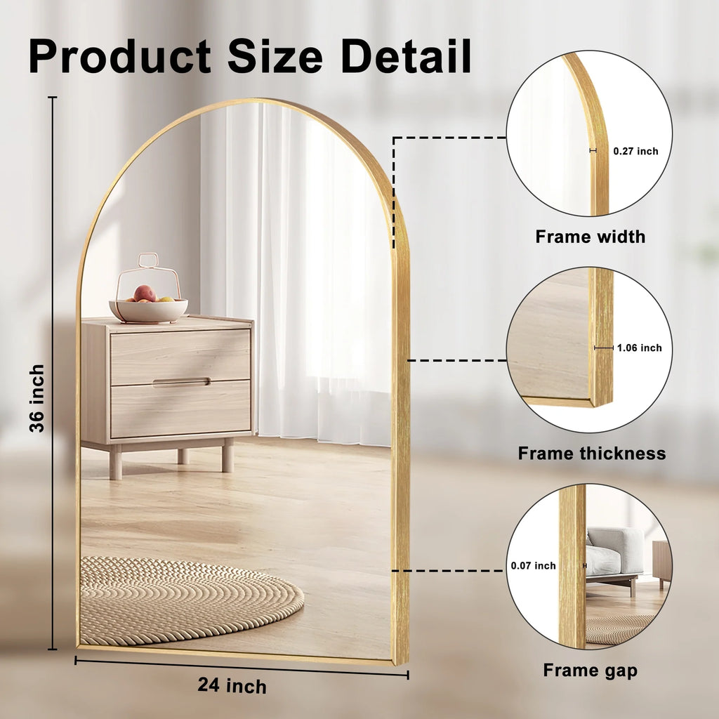 2026 Modern Arch Aluminum Bathroom Wall Mirror, Wall Mounted Vanity Mirror for Bathroom, Bedroom and Home Decor
