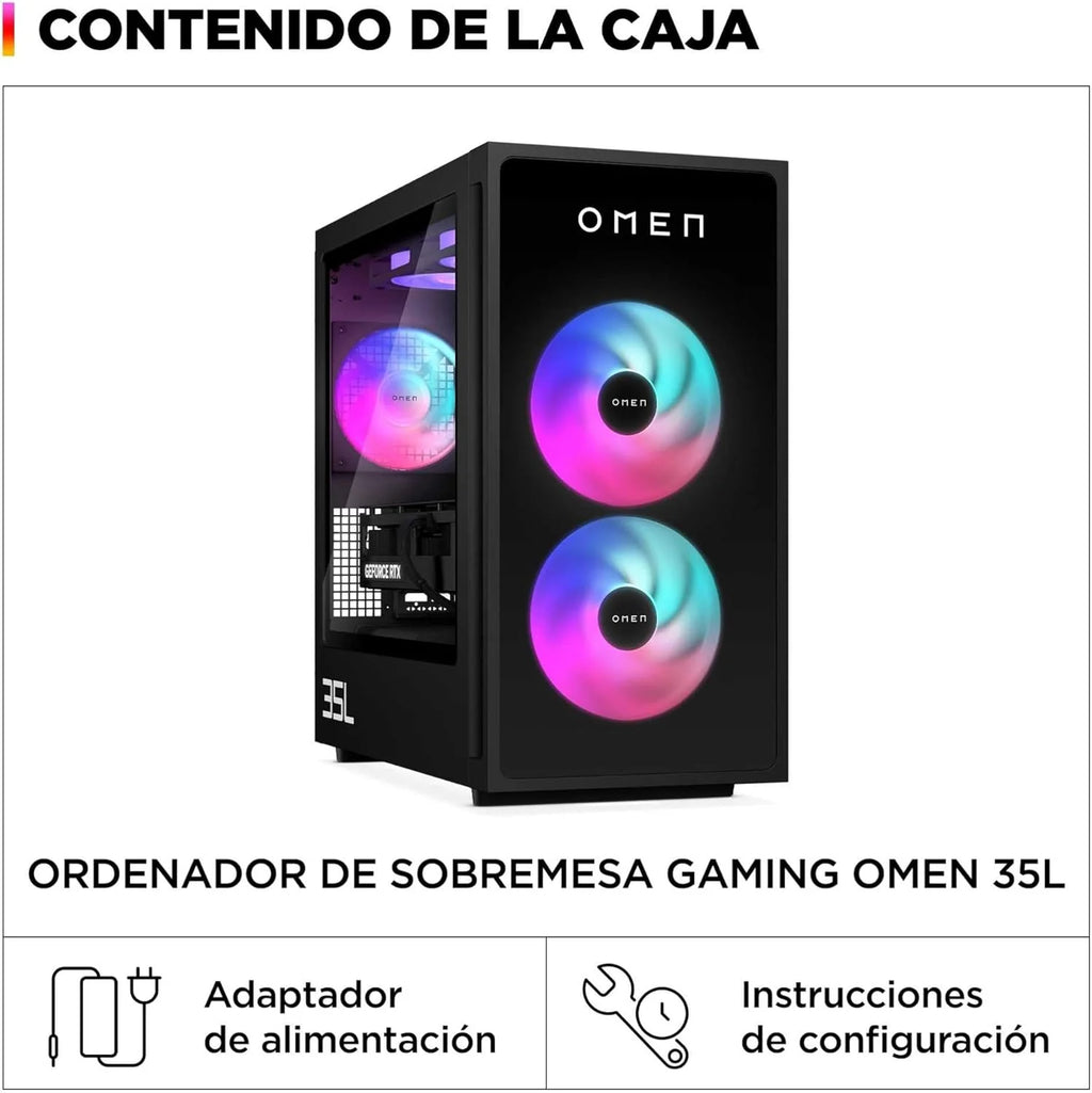 HP Ordenador sobremesa Gaming OMEN 35L GT16-0067ns (Procesador AMD Ryzen 7 8700F, 32GB RAM DDR5, 1TB SSD PCIe Gen4, NVIDIA GeForce RTX 5070 12GB, FreeDOS) - Negro 2026
