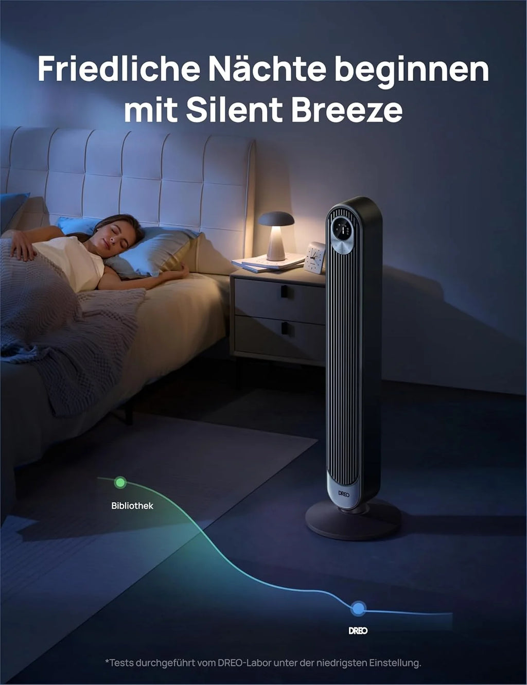 Ventilador de torre DREO 2026 con motor DC, silencioso, alcance de viento de 11 m con control remoto de refrigeración, 9 velocidades, 4 modos, ventilador de pie oscilante de 90° para dormitorio, ventilador de torre con temporizador de 12 horas.