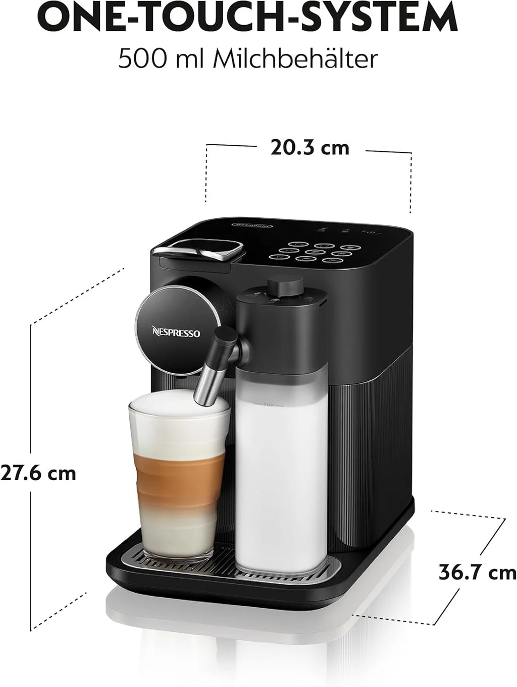 Cafetera de cápsulas Nespresso De'Longhi EN640.W Gran Lattissima de 2026 con sistema automático de leche, presión de 19 bares, 1400 W, color blanco.