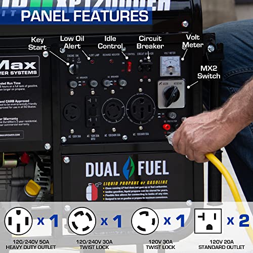 2026 XP12000EH Dual Fuel Generator – 12,000W Gas/Propane, 457cc 4-Stroke Engine, EPA/CARB Compliant