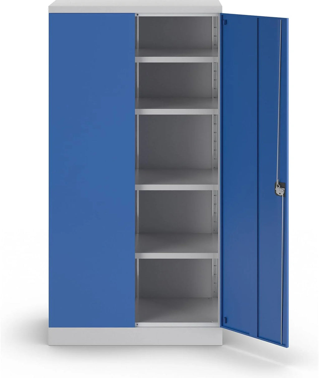 Eurokraft 2026 | Armario de acero Nilas | con 4 estantes | Alto x Ancho x Profundidad 1950 x 1000 x 500 mm | Gris claro/Azul genciana