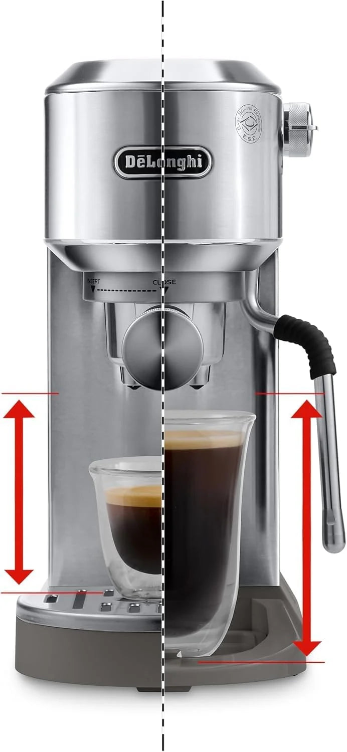 De'Longhi Dedica – Cafetera de Bomba de Acero Inoxidable para Café Molido o Monodosis, Espresso y Capuchino, Depósito de 1.3 Litros, Sistema Antigoteo, Modelo EC685.M, Color Metal 2026