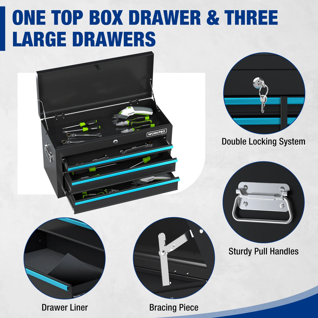 2026 WORKPRO 24.5 inch 5-Drawer Rolling Tool Chest, Sliding Metal Drawer Rolling Tool Storage Cabinet, Removable Toolbox Organizer for Workshop, Garage