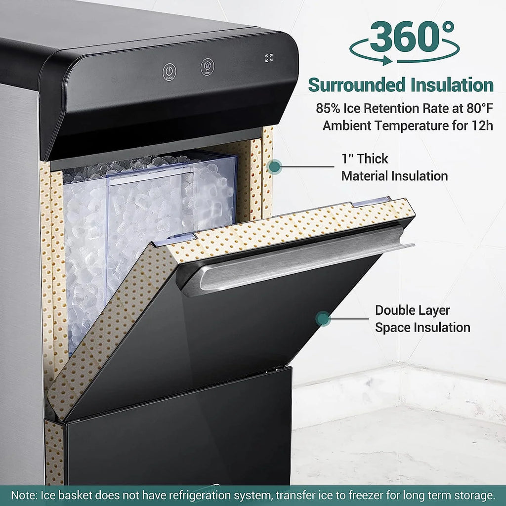 2026 V2.0 Countertop Nugget Ice Maker | Self Cleaning Pellet Ice Maker | Open and Pour Refill | Stainless Steel Housing |