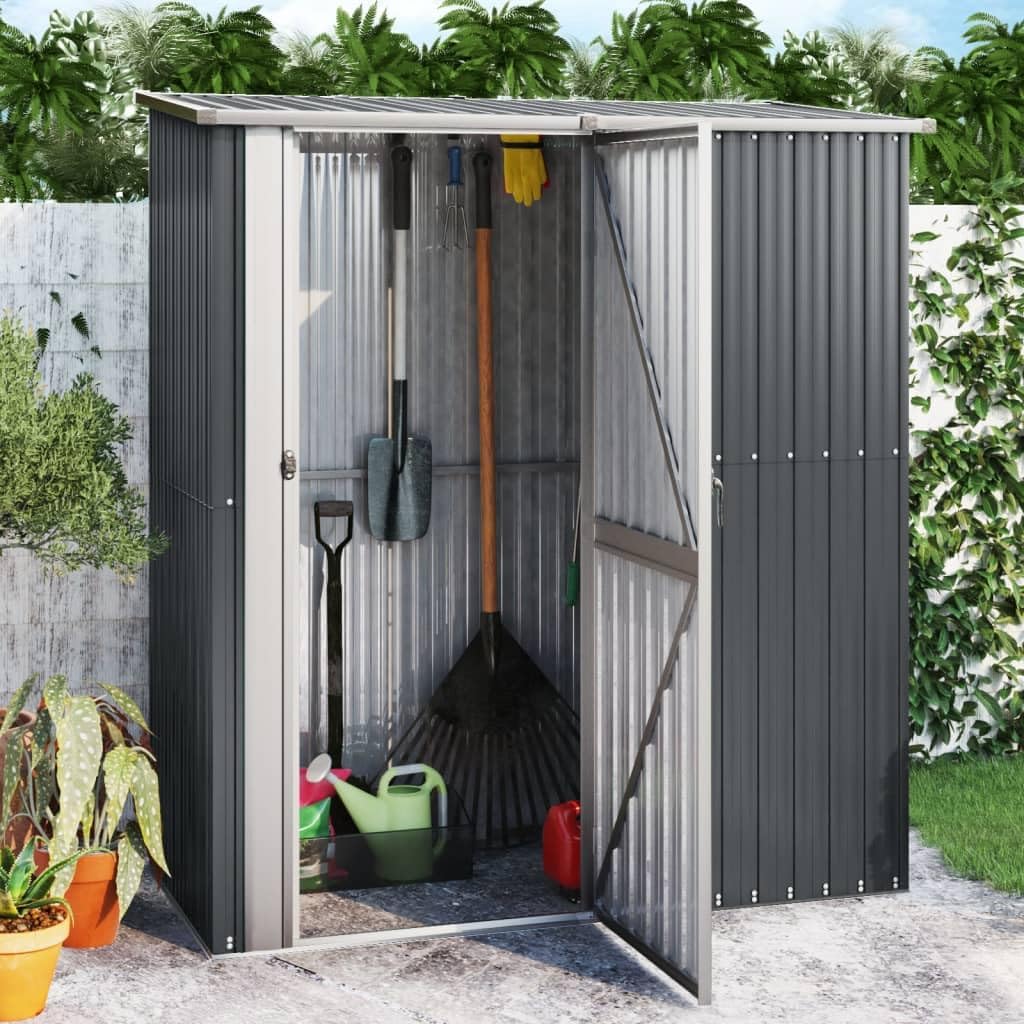 2026 vidaXL Cobertizo Jardín Cabaña Troncos Armario Herramientas Almacenamiento Exterior Patio Aire Libre Acero Galvanizado Antracita 180,5x97x209,5 cm