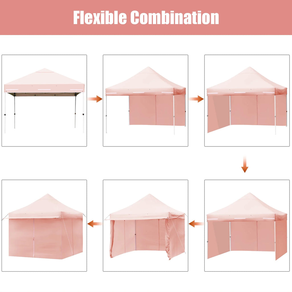 2026 Patiojoy 10x10ft Pop up Tent, 4 Height Adjustment Folding Camping Tent with Awning Blue