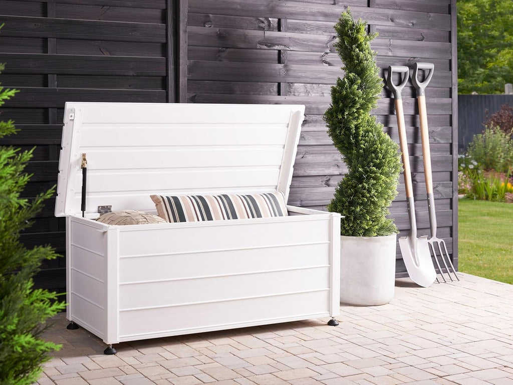 2026 Beliani Arcón para exterior de aluminio mueble de almacenaje de jardín blanco 113 x 50 cm Campalto