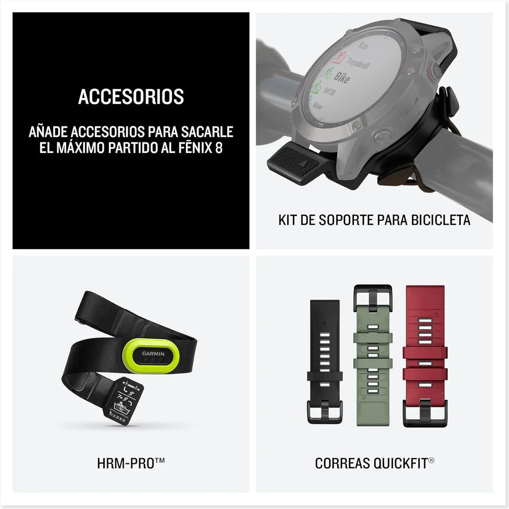 2026 Garmin fēnix 8 – 51mm – Reloj de Alto Rendimiento GPS Multideporte con Pantalla táctil AMOLED, Linterna LED, Altavoz y micrófono Integrados, Mapas y hasta 29 días de autonomía, Negro