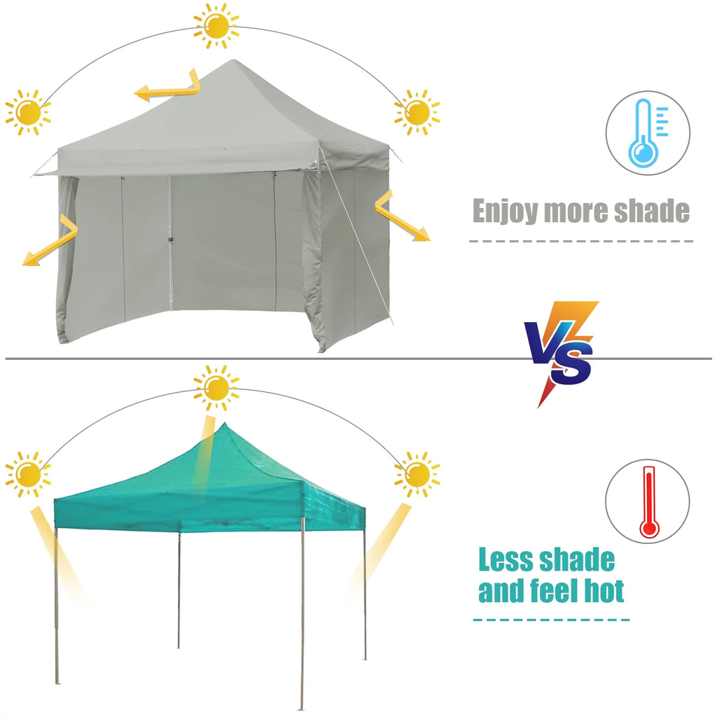 2026 Patiojoy 10x10ft Pop up Tent, 4 Height Adjustment Folding Camping Tent with Awning Blue