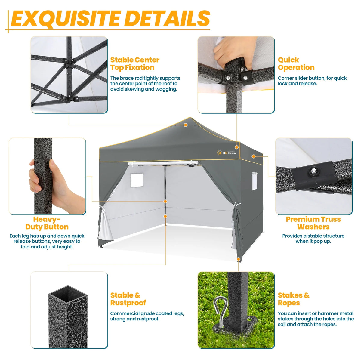 2026 SANOPY 10'x10' Pop up Canopy Tent Anti-UV Waterproof Outdoor Gazebo Instant Party Wedding Backyard Canopy Tent Shade Shelter for Backyard, Patio, Parties,Khaki