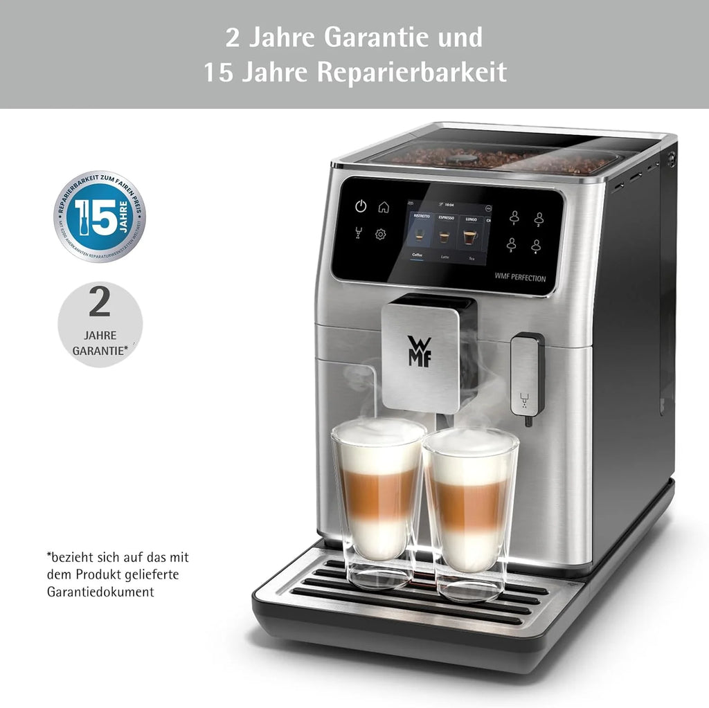 Cafetera automática WMF Perfection 640 de 2026 con sistema de leche, 16 especialidades de bebidas, doble termobloque, molinillo de acero inoxidable, almacenamiento de perfiles de usuario (640: WMF Perfection 640 con sistema de leche)