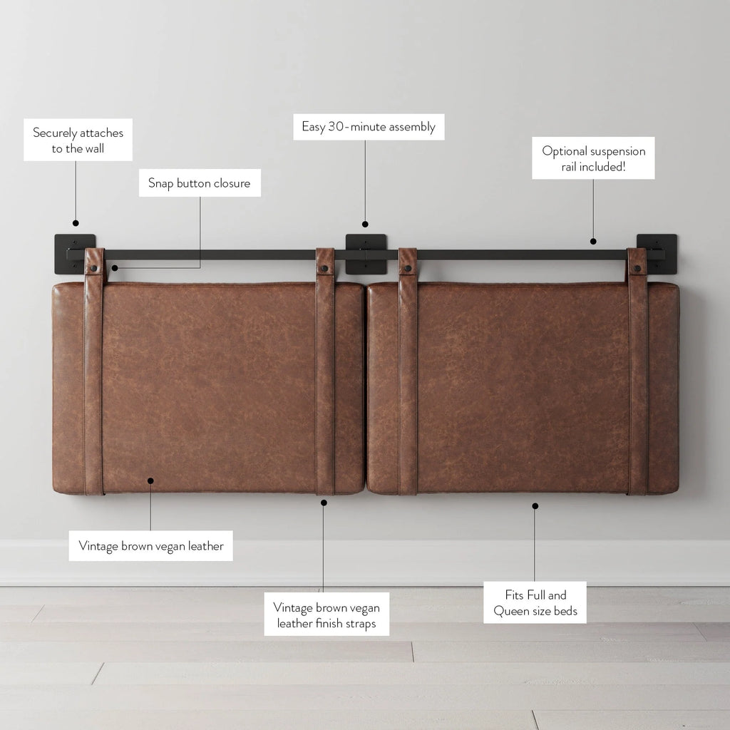2026 Wall Mount Upholstered Headboard with Metal Rail - Modern Bedroom Headboard