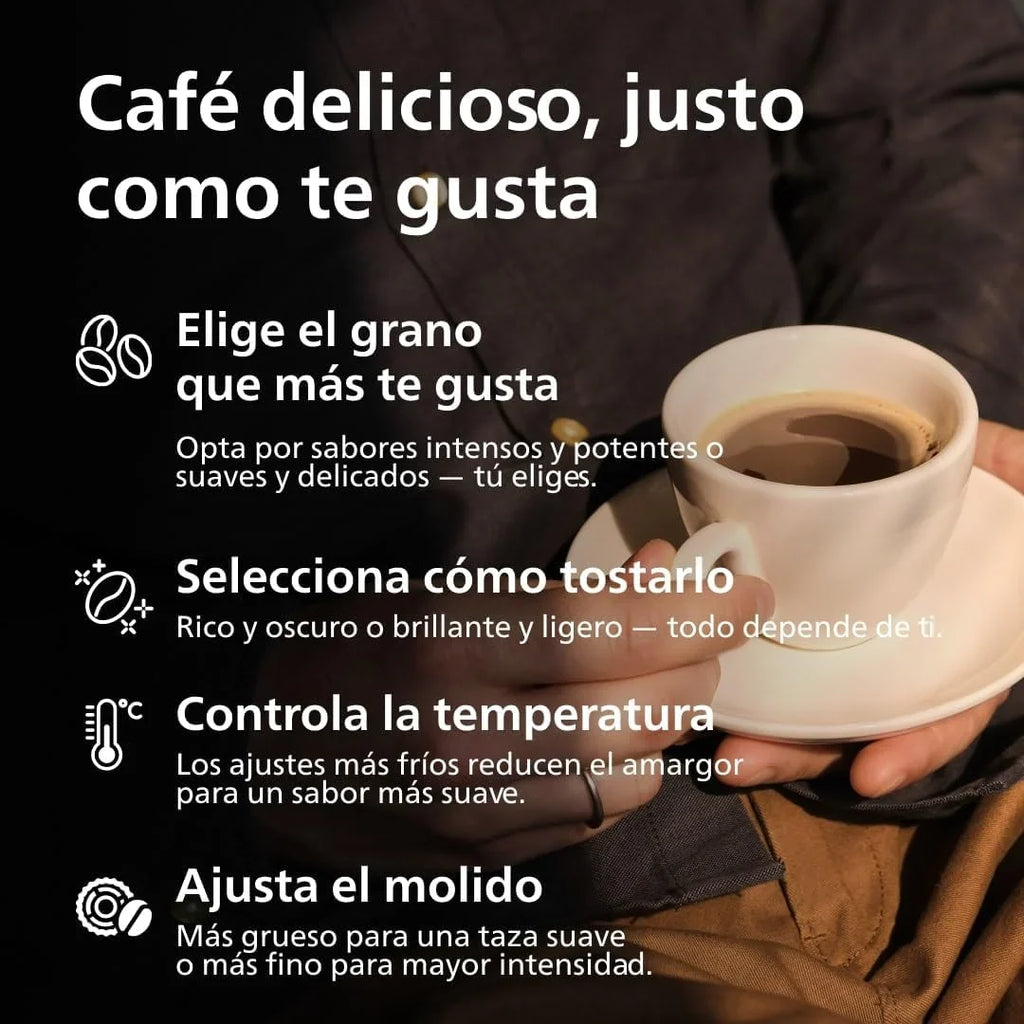 2026 Serie 2200 Cafetera Espresso Automática – 2 Cafés, Pantalla Táctil, Espumador de Leche Clásico, Molinillo Cerámico, Negro Mate (EP2220/10)