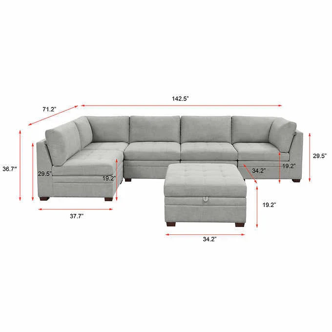 2026 Thomasville Tisdale Fabric Sectional with Storage Ottoman