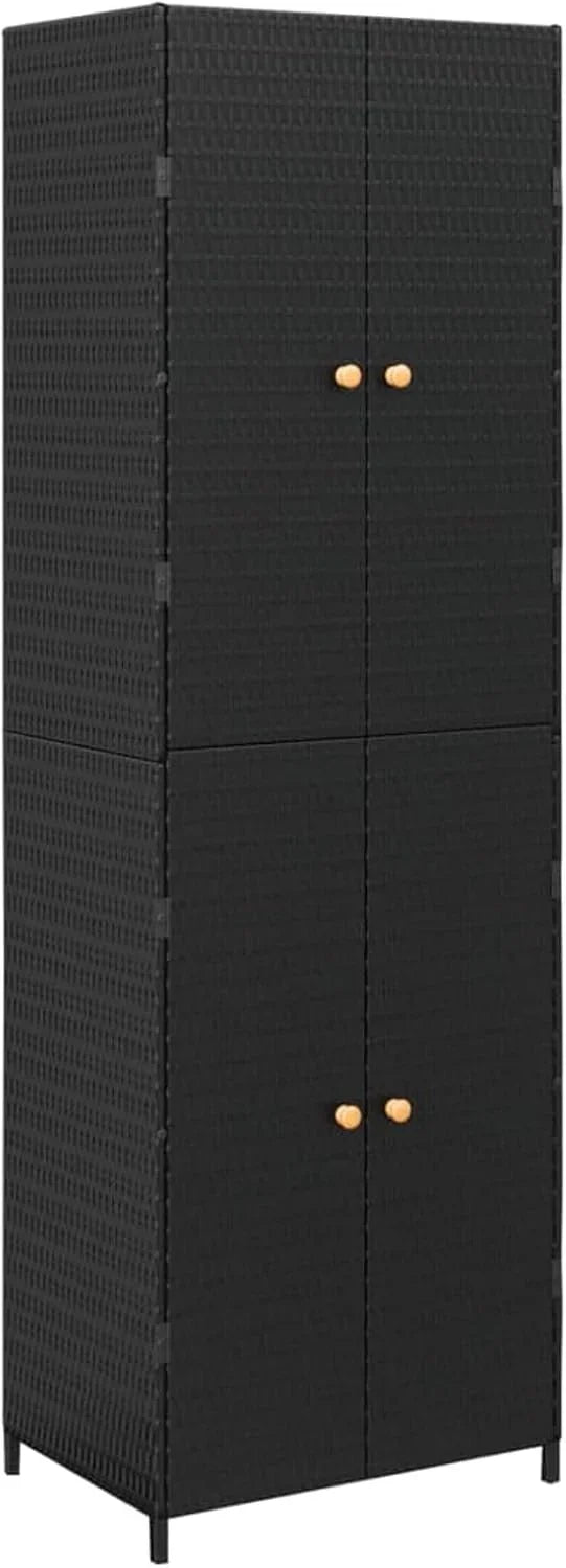 2026 Armario de almacenaje de jardín ratán PE Negro arcones para Jardin Exterior 59x40x180 cm