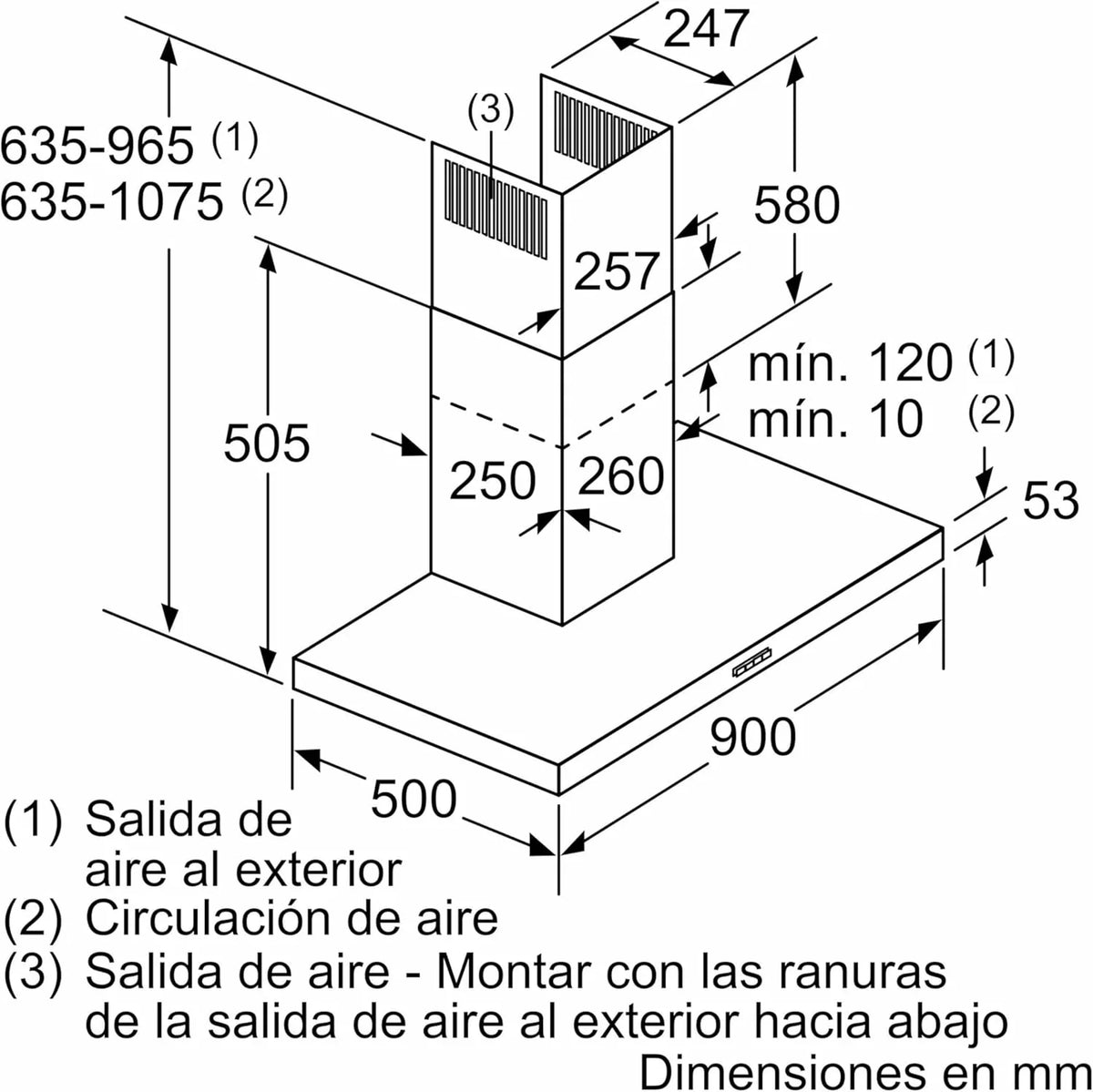 2026 Bosch – Campana Extractora Decorativa de Pared, 90 cm, Serie 2, Control Mecánico, Iluminación LED, Acero Inoxidable, DWB96BC50