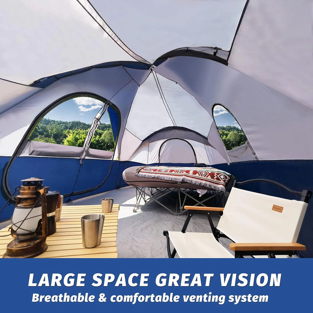 2026 Camping Tent 10-PERSON-FAMILY Tents, Parties, Music Festival Tent, Big, Easy Up, 5 Large Mesh Windows, Double Layer, 2 Room, Waterproof,…