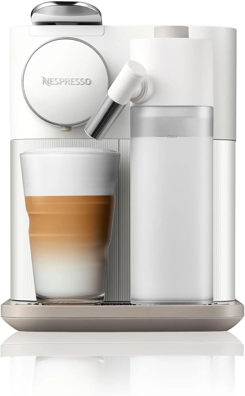 Cafetera de cápsulas Nespresso De'Longhi EN640.W Gran Lattissima de 2026 con sistema automático de leche, presión de 19 bares, 1400 W, color blanco.